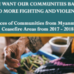 Cover We Want our Communities Back, No More Fighting and Violence: Voices of Communities from Myanmar's Ceasefire Areas from 2017 - 18