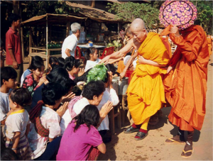 Receiving water blessings from the Venerable Maha Ghosananda Dhammayietra 13 ( 2003) Kompong Speu province