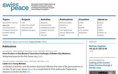 Centre For Peace & Conflict Studies » swisspeace